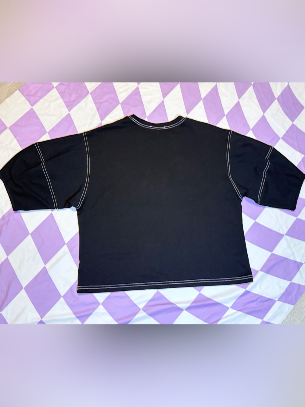 Zenana Black Contrast Stitch Top Size M